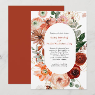 Marsala Burgundy Blush Fall Floral Wedding Invitat Invitation