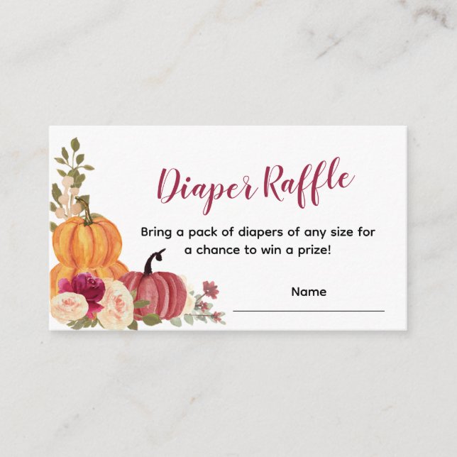 Marsala Burgundy Floral Baby Shower Diaper Raffle Enclosure Card (Front)