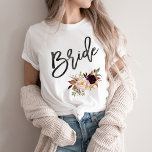 Marsala burgundy Floral bride T-Shirt<br><div class="desc">Check out over 100 popular styles of wedding tote bags from the "Wedding Apparel" collection of my shop!</div>