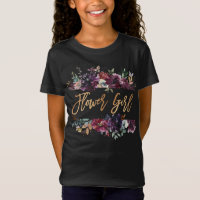Marsala Burgundy Floral Gold Foil Flower Girl