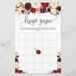 Marsala burgundy floral gold rustic bingo game<br><div class="desc">Marsala burgundy floral gold rustic bingo game,  Contact me for matching items or for customisation,  Blush Roses ©</div>