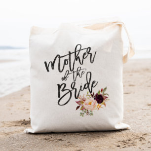 Marsala burgundy Floral mother of the bride Tote Bag
