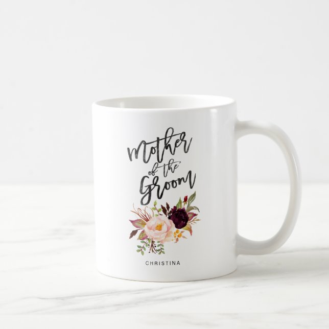Marsala burgundy Floral mother of the groom Coffee Mug (Right)