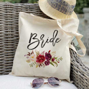Marsala Burgundy flowers bride wedding favour Tote Bag