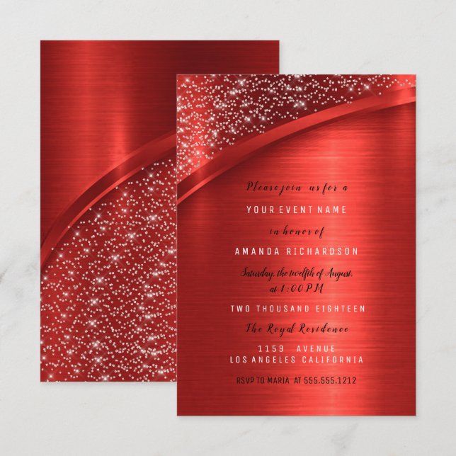 Marsala Burgundy Glitter Bridal Shower Birthday Invitation (Front/Back)