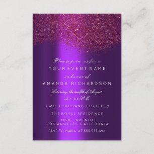 Marsala Burgundy Glitter Purple Bridal Sweet 16th Invitation