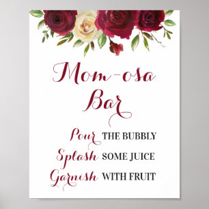 Marsala Burgundy Momosa Bar Baby Shower Sprinkle Poster