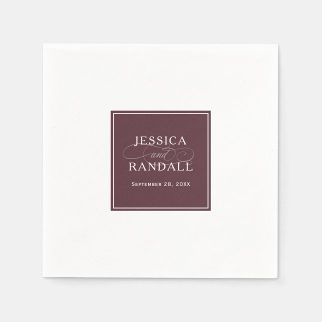 Marsala Burgundy Red Classic Elegance Wedding Napkin (Front)