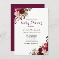 Marsala Burgundy Red Floral Spring Baby Shower