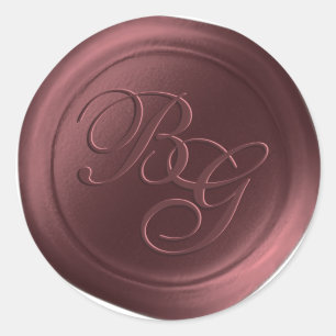 Marsala Calligraphy Monogram Wax Seal Stickers