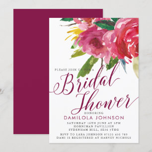 Marsala Cascade Floral Bridal Shower Invitation