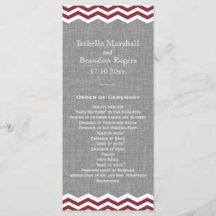 Marsala Chevrons on Grey Wedding Program Programme
