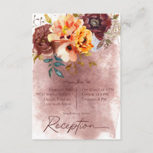 Marsala Clay Yellow Bouquet Wedding Reception Enclosure Card