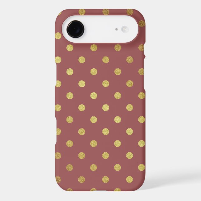 Marsala - Colour of the Year 2015 - Gold Polka Dot Case-Mate iPhone Case (Back)