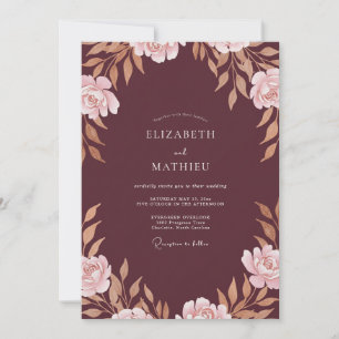 Marsala Copper Petal Wedding Invitation