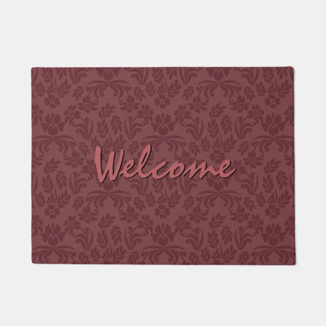 Marsala Damask Welcome Door Mat (Front)