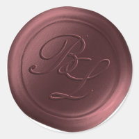Marsala Double Monogram Faux Wax Seal Stickers