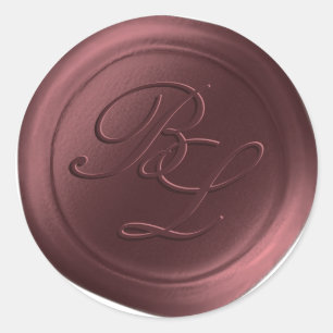 Marsala Double Monogram Faux Wax Seal Stickers