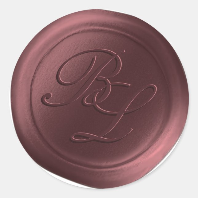 Marsala Double Monogram Faux Wax Seal Stickers (Front)