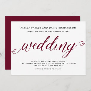 Marsala   Elegant Script Wedding Invitation