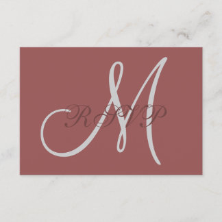 Marsala Elegant Wedding RSVP Card with Monogram