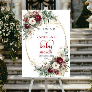Marsala Eucalyptus Baby Shower Welcome Sign