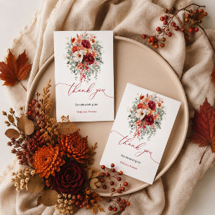 Marsala fall boho eucalyptus floral thank you card
