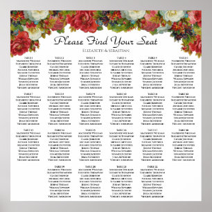 Marsala Floral 22 Table Wedding Seating Chart