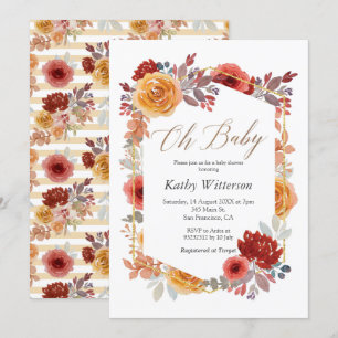 Marsala Floral Baby Shower Invitation
