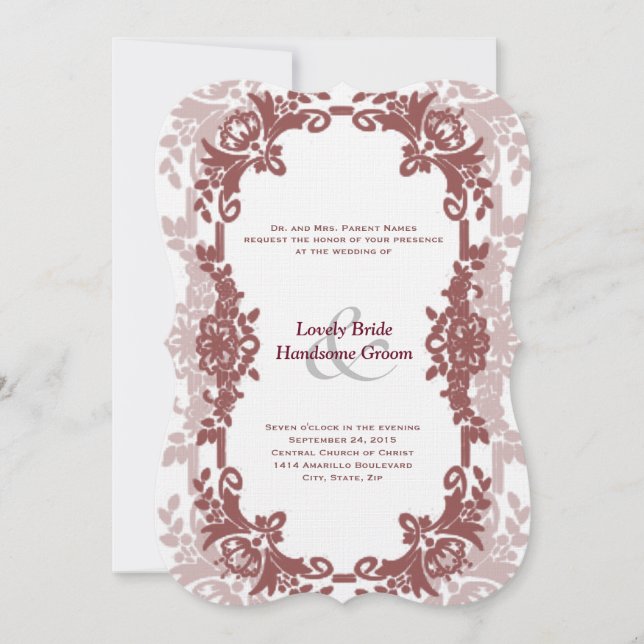 Marsala Floral Frame Wedding Invitation (Front)