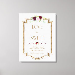 Marsala Floral Gold Fall Love is Sweet Sign