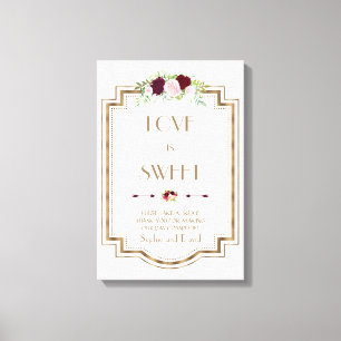 Marsala Floral Gold Fall Love is Sweet Sign
