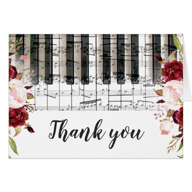 marsala floral music piano keyboard thank you (Front Horizontal)