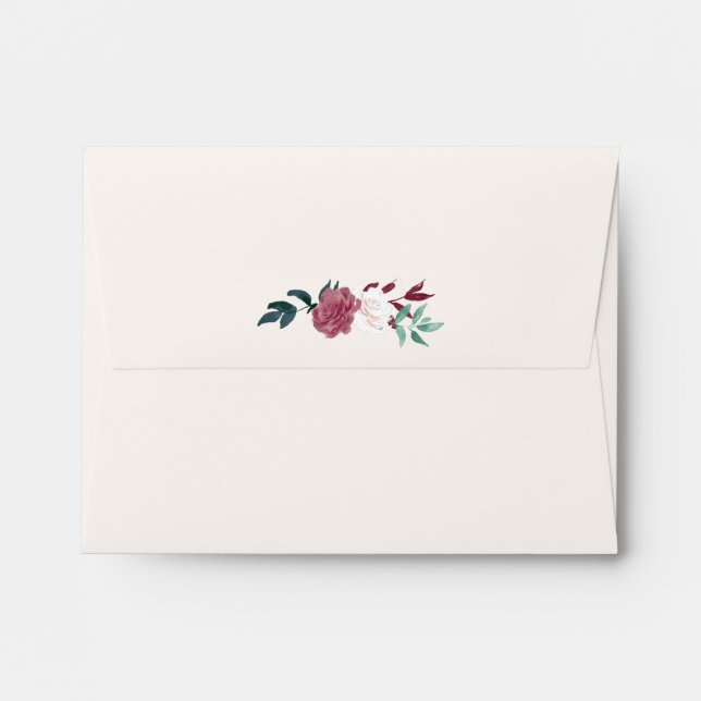 Marsala Floral Navy & Beige Printed Address RSVP Envelopes (Back (Top Flap))