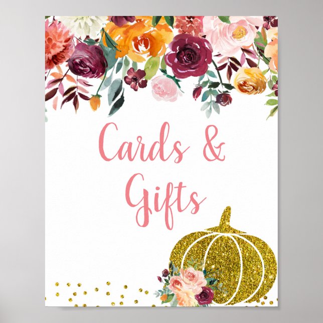 Marsala Floral Pumpkin Cards and Gifts Poster (Front)