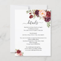 Marsala Floral Romantic Boho Chic Insert Card