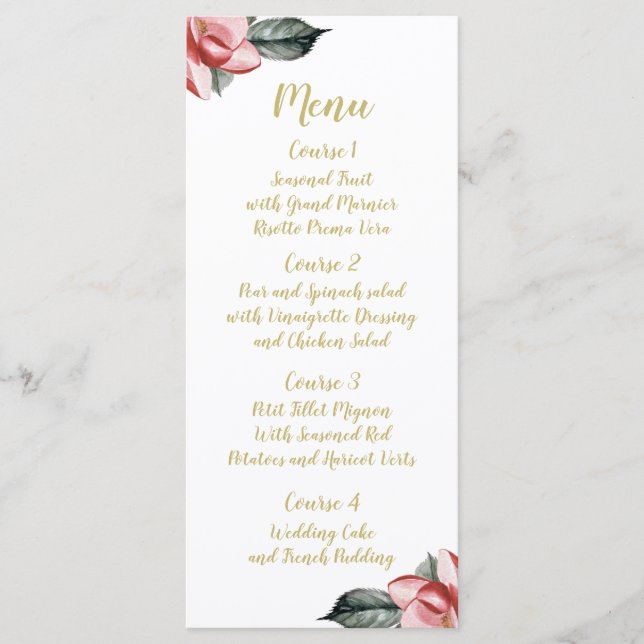 Marsala Floral Wedding menu (Front)