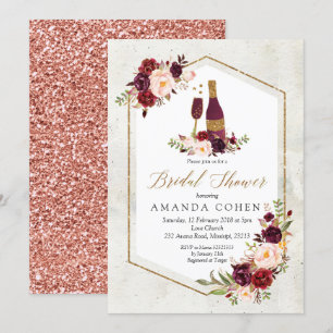 Marsala Floral Wine Tasting Bridal Shower Invitation