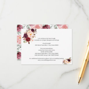 Marsala Flowers Bridal Shower Wedding Details Enclosure Card