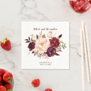 Marsala Flowers Bridal Shower Wedding Reception N Napkin