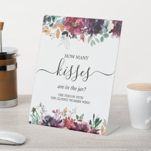 Marsala Flowers How Many Kisses Are In The Jar ? Pedestal Sign