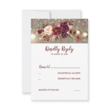 Marsala Flowers Rustic Wedding RSVP