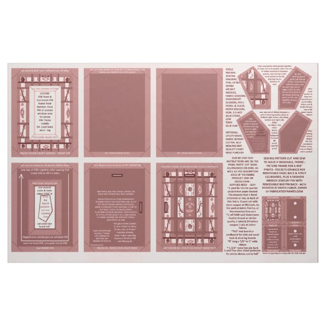 Marsala Girl Power Sewing Patterns Frame & Brooch Fabric (Fat Quarter)