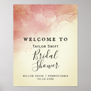 Marsala & Gold Bridal Shower Welcome Poster