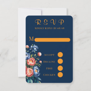 Marsala Gold Painted Peony Wedding RSVP Cards
