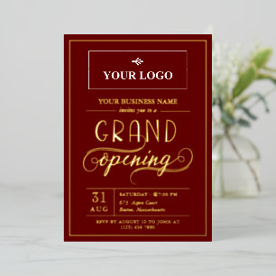 Marsala & Gold Wide Logo Grand Opening