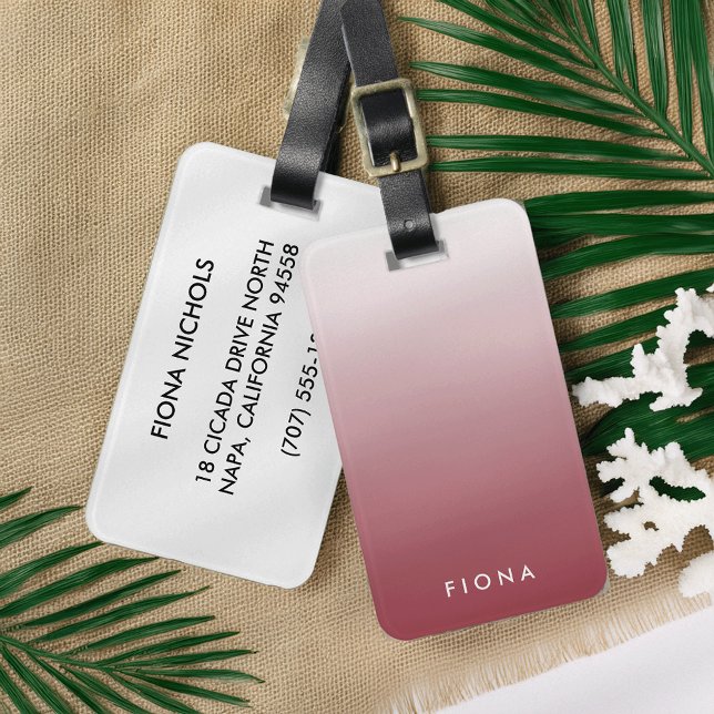 Marsala Gradient Ombre Personalised Luggage Tag (Creator Uploaded)