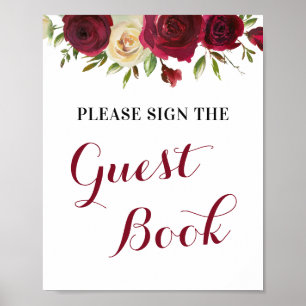 Marsala Guest Book Wedding Bridal Baby Shower Sign