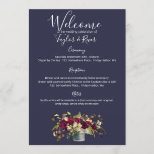 Marsala & Ivory Watercolor Roses Navy Programme
