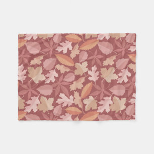 Marsala leaves pattern fleece blanket